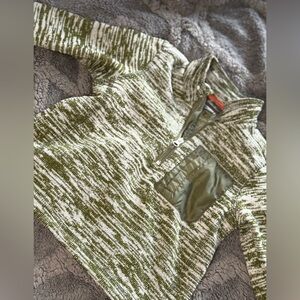 Eddie Bauer Baby Pullover 12M | Cozy Fleece Green and White Quarter-Zip Sweater